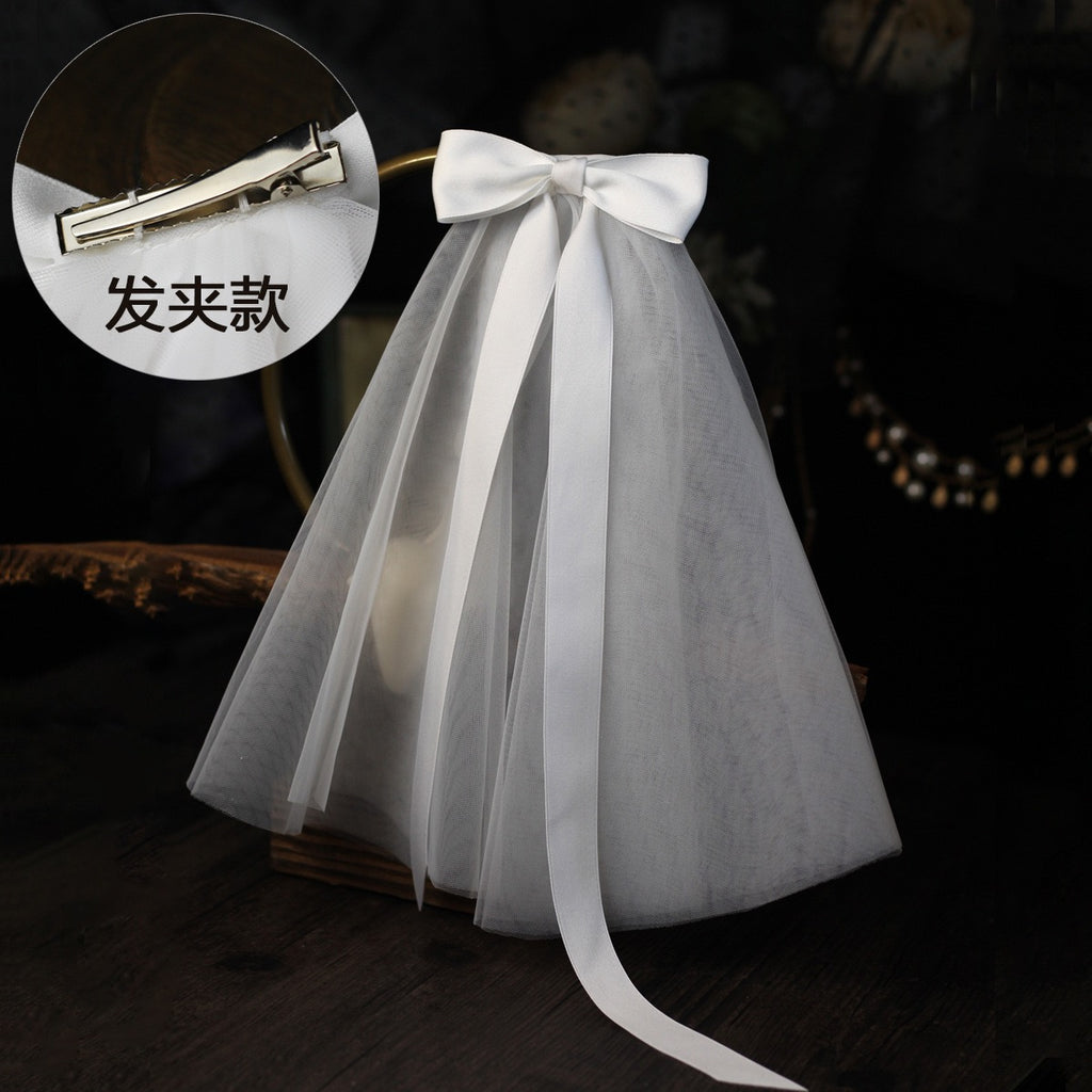 瑪妮新娘飾品 新娘頭紗 蝴蝶結頭紗 短頭紗 領證登記頭紗 證婚