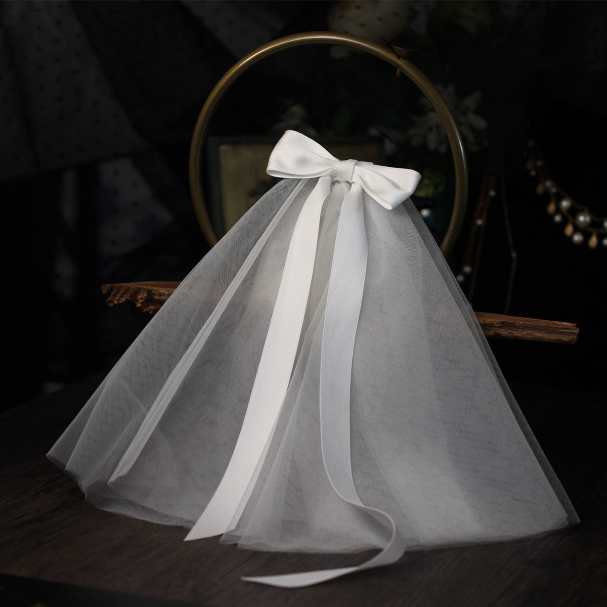 瑪妮新娘飾品 新娘頭紗 蝴蝶結頭紗 短頭紗 領證登記頭紗 證婚