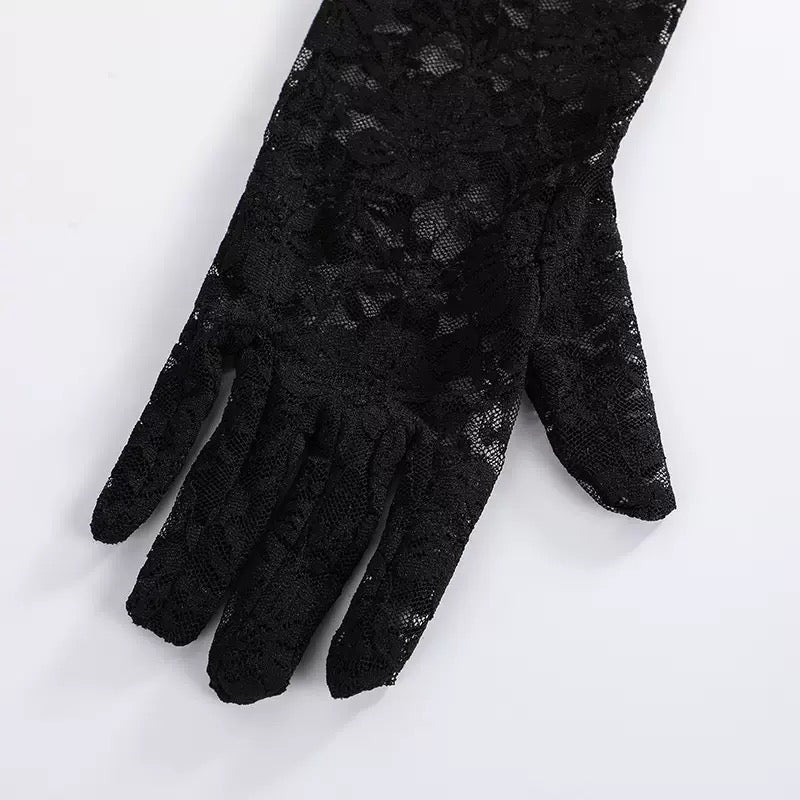 瑪妮新娘飾品 新娘婚禮手套 黑色蕾絲手套
