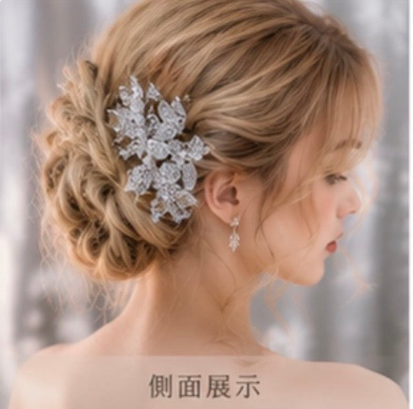新娘頭飾 小紅書風格 壓克力花朵亮粉髮夾 一對 新娘髮飾