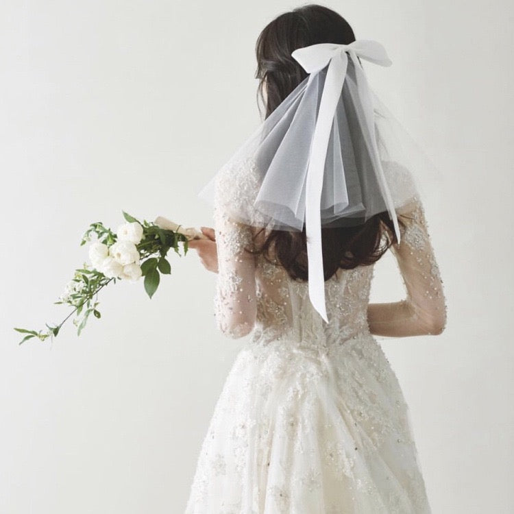瑪妮新娘飾品 新娘頭紗 蝴蝶結頭紗 短頭紗 領證登記頭紗 證婚